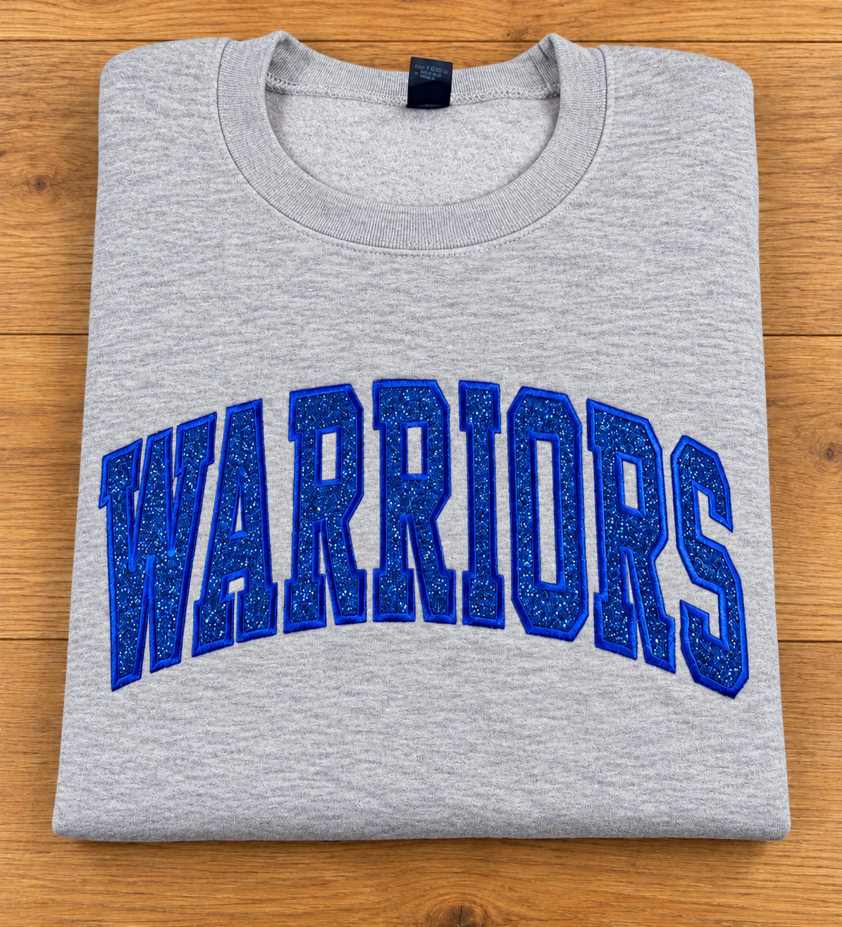 Warriors Glitter Embroidered Crew