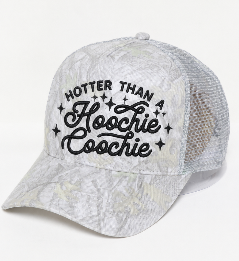 Hotter Than A Hoochie Coochie Embroidered Trucker Hat