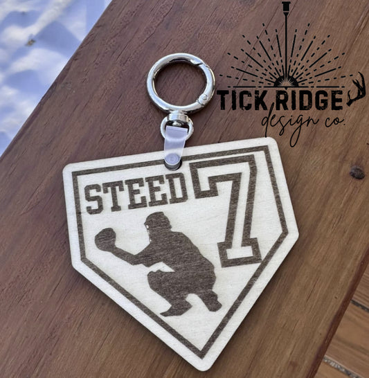 Custom Wood Engraved Baseball Bag Tag