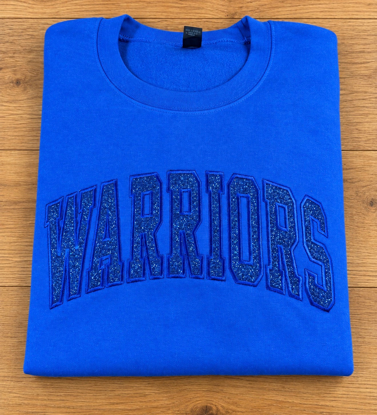 Warriors Glitter Embroidered Crew