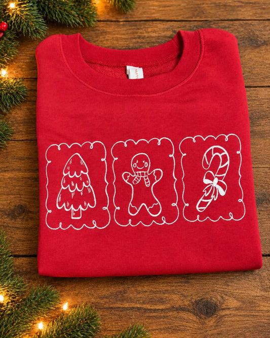 Christmas Stamps Embroidered Crewneck