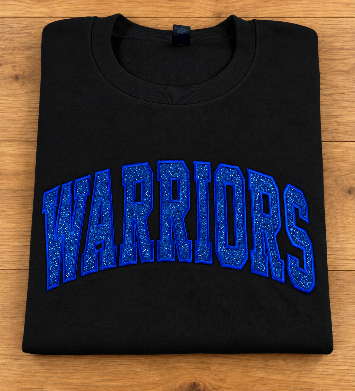 Warriors Glitter Embroidered Crew