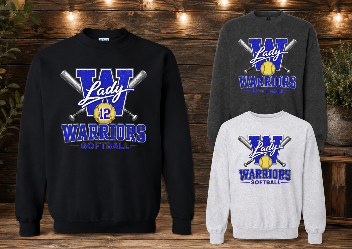 Warriors Youth Softball Team Crew or Hoodie