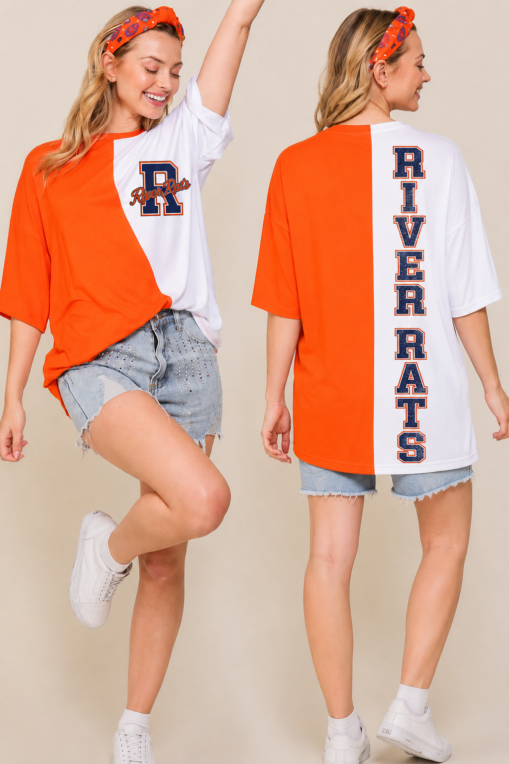 River Rats Two-Tone Game Day Oversized Tee