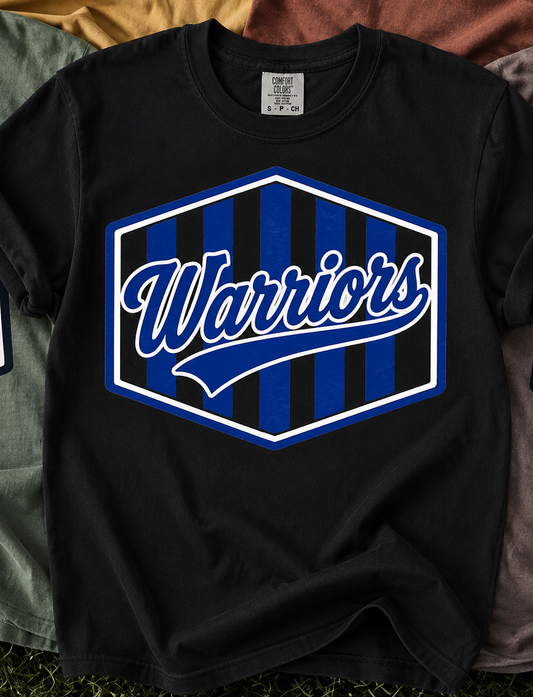 Warriors Vintage Text Tee - Black Comfort Color