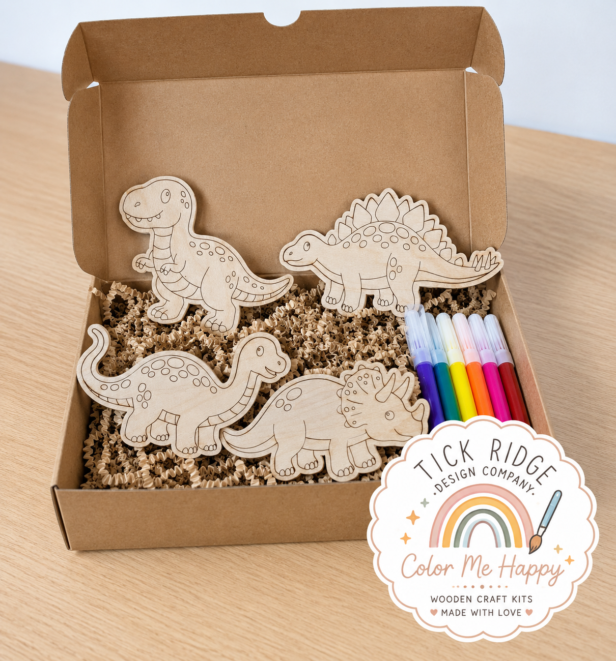 Dinosaur Wood Coloring Kit