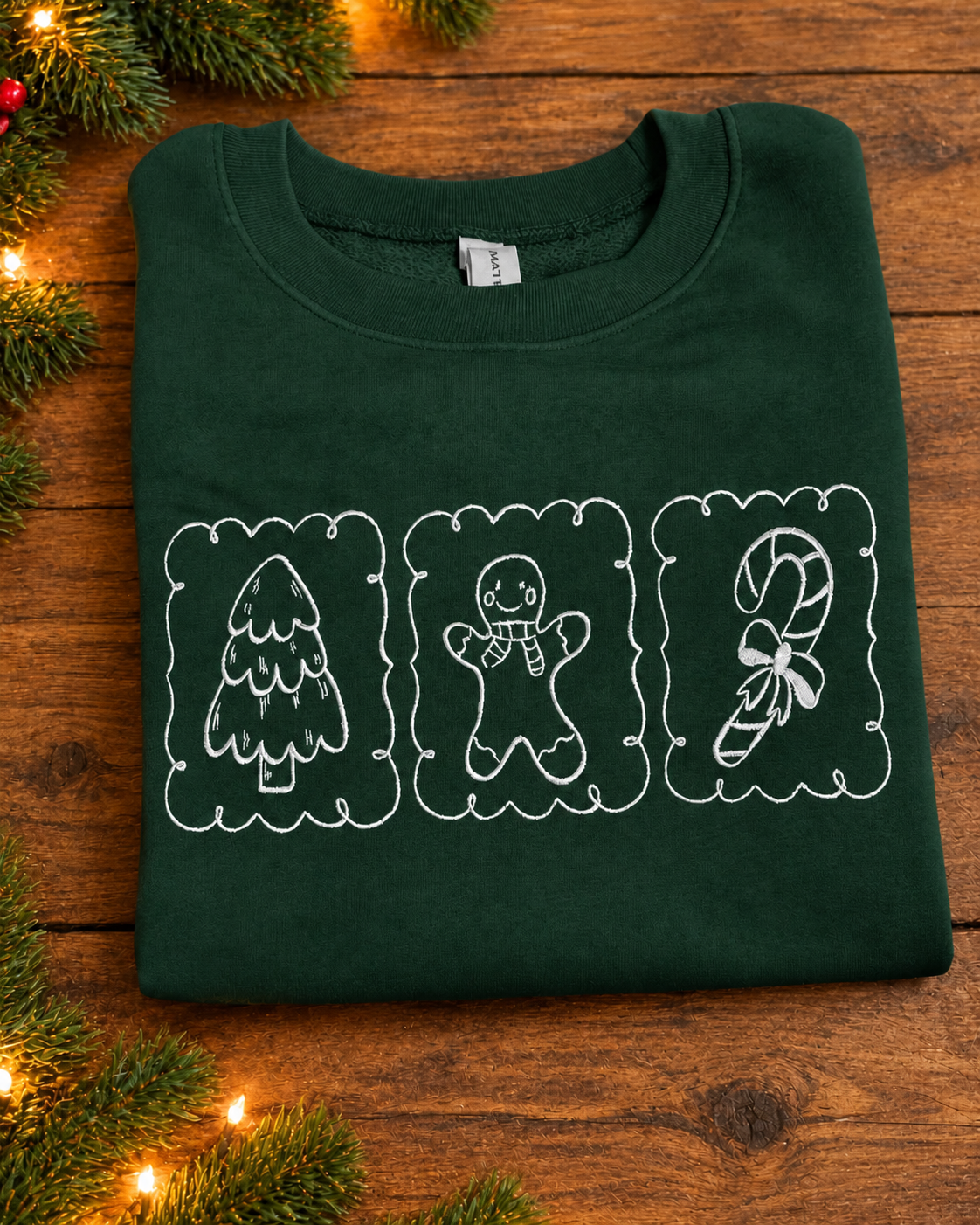 Christmas Stamps Embroidered Crewneck