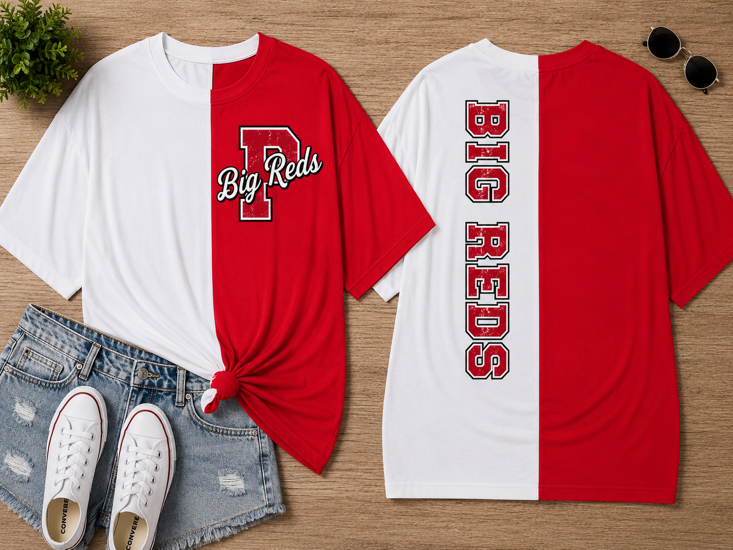 Big Reds Two-Tone Game Day Oversized Tee