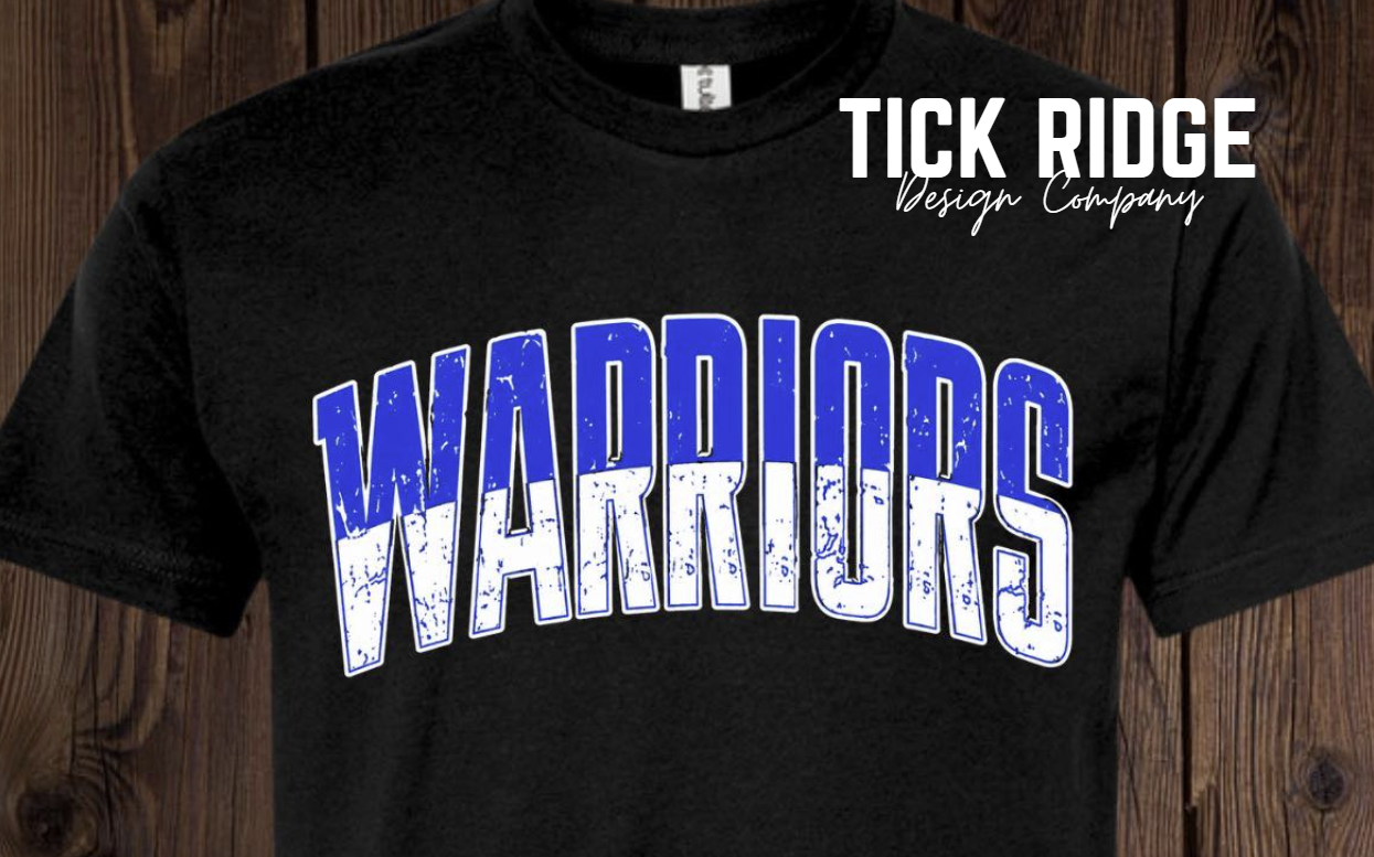 Two-Tone Warriors Distressed Text Tee