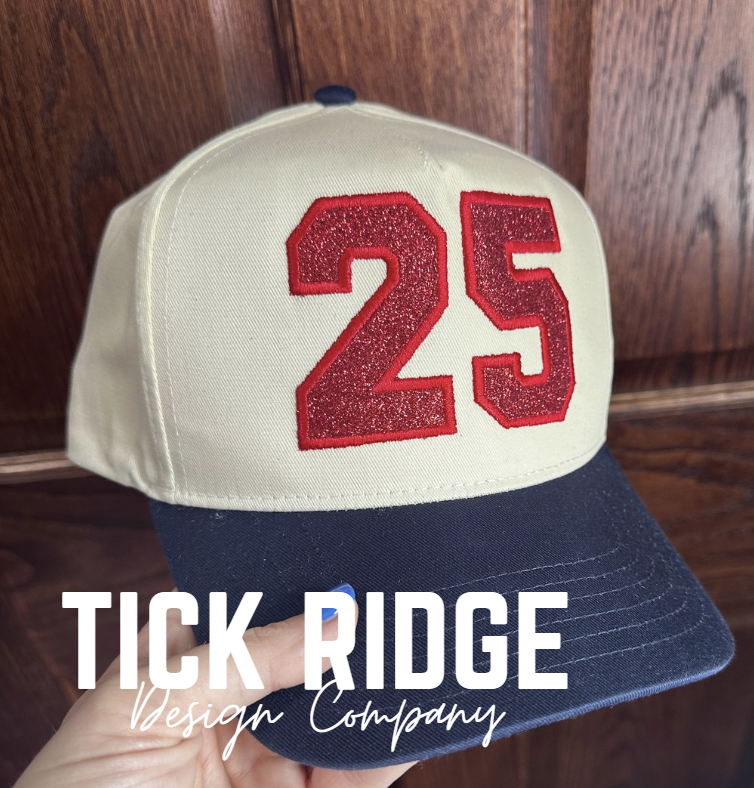 Glitter Embroidered Number Trucker Hat