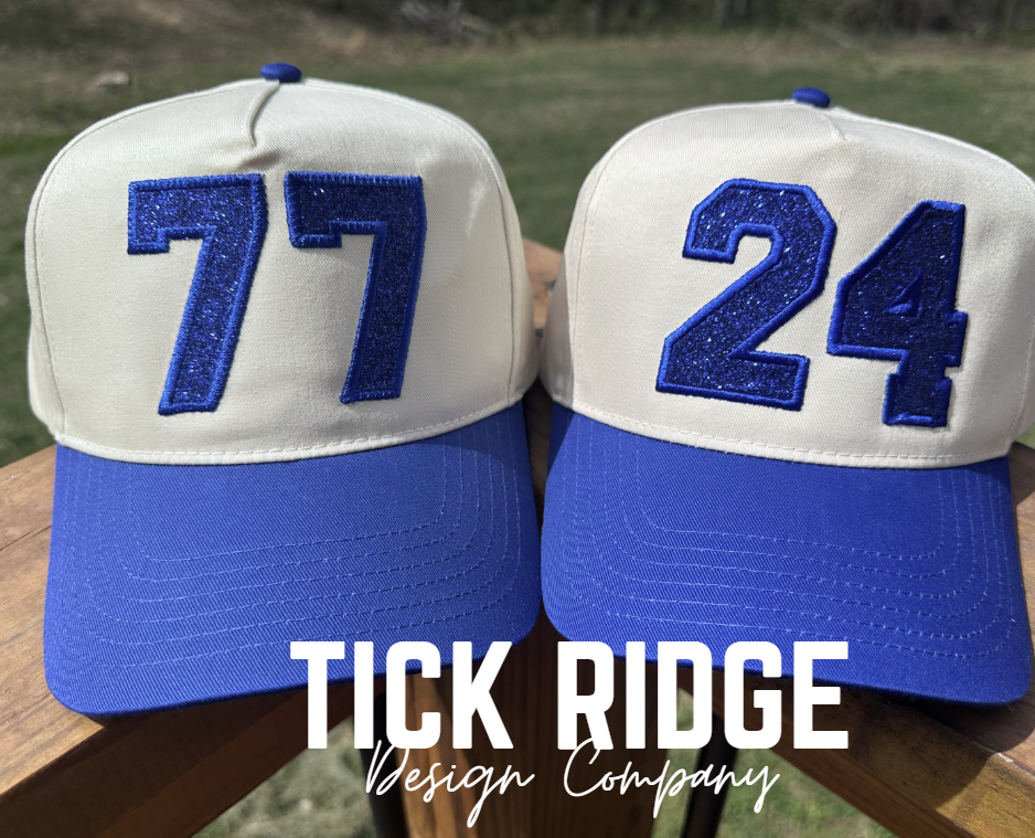 Glitter Embroidered Number Trucker Hat