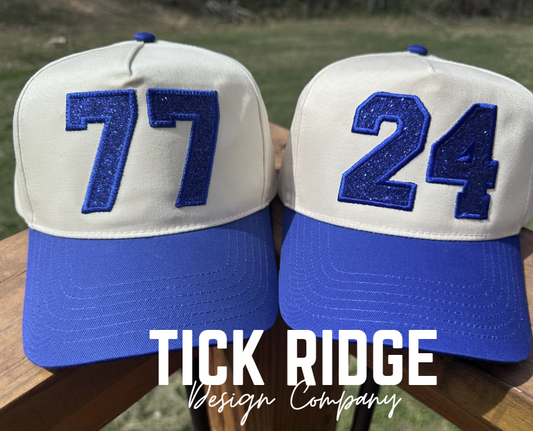 Glitter Embroidered Number Trucker Hat