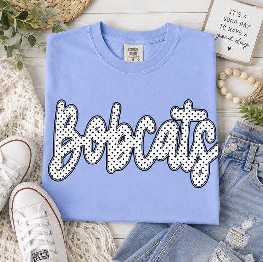 Bobcats Polka Dot Script Tee - Comfort Colors